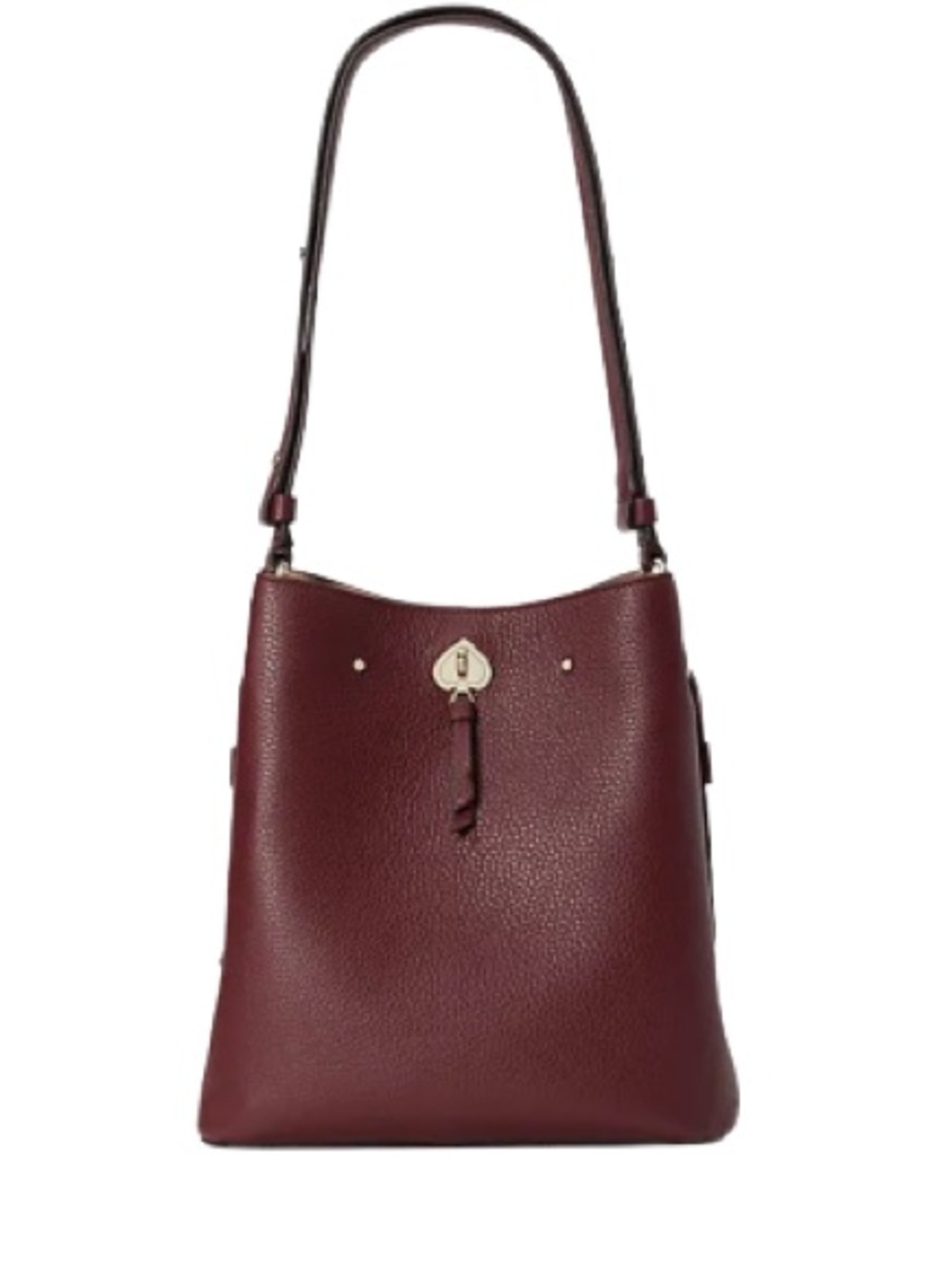 kate spade Burgundy Pebbled Leather Shoulder Bag with Gold Accent